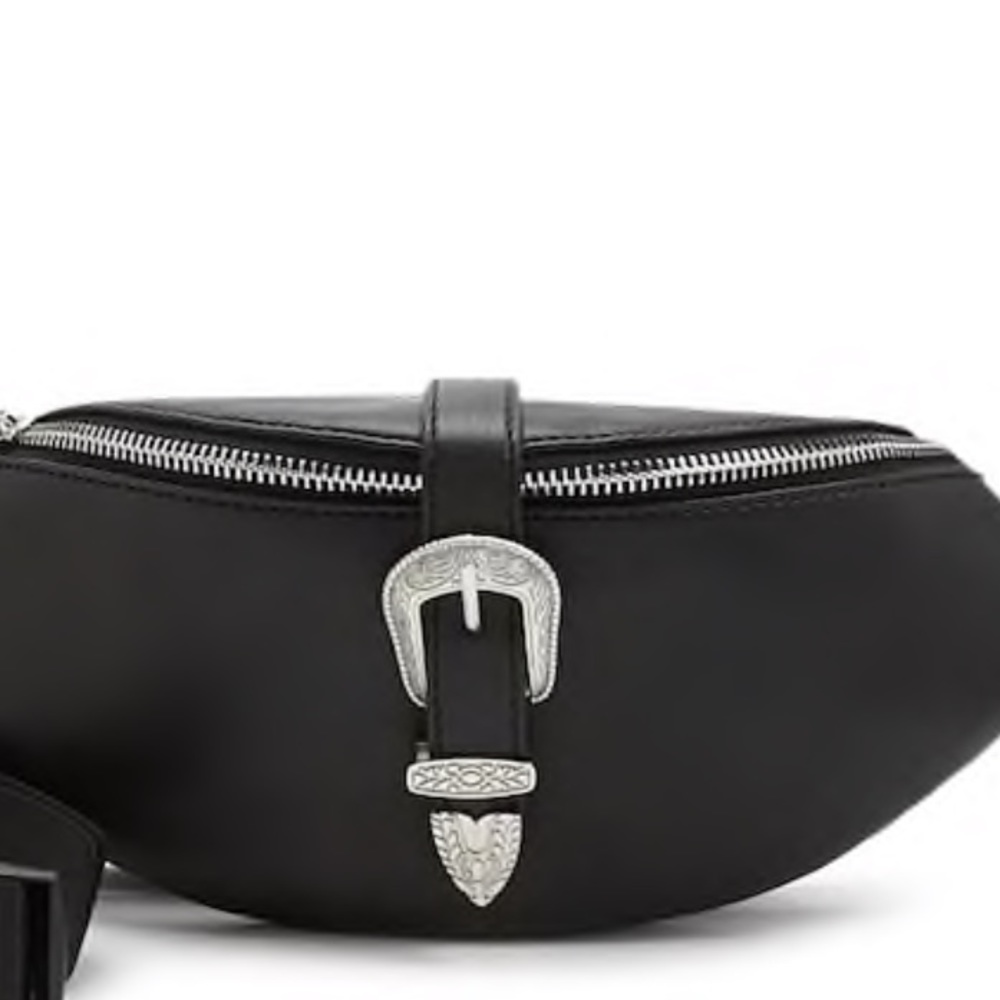 Forever 21 Black Belt Bag with Silver Buckle